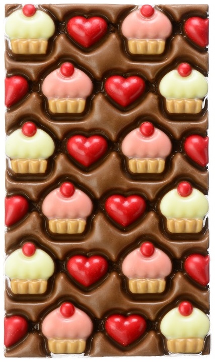Schokoladen-Tafel "Herzen + Cupcakes"