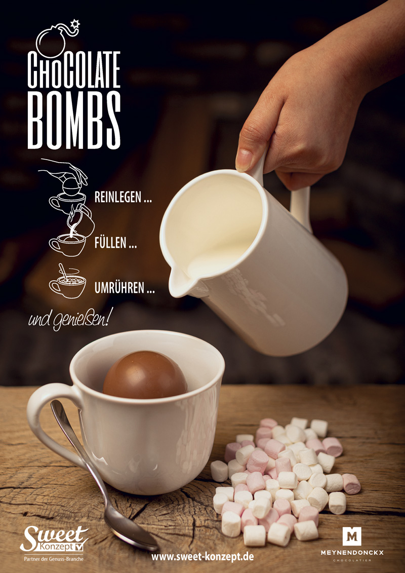 einzeln verpackte Chocolate Bombs Zartbitter mit Marshmellows  